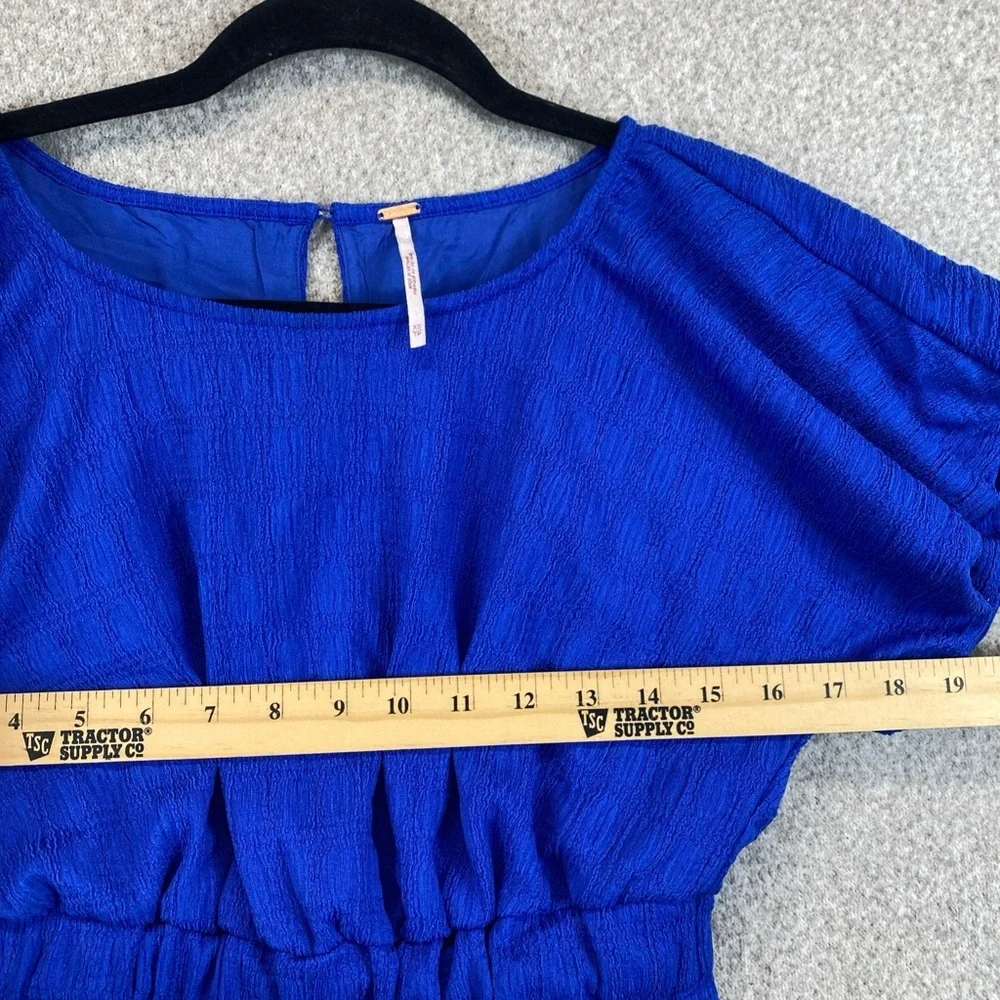 Free People Cropped Blouse Size XS Loose Fit Boho Indie Royal Blue